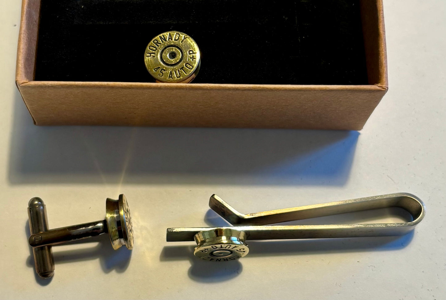 カフス、タイピンセット.45 AUTO+P Hornady