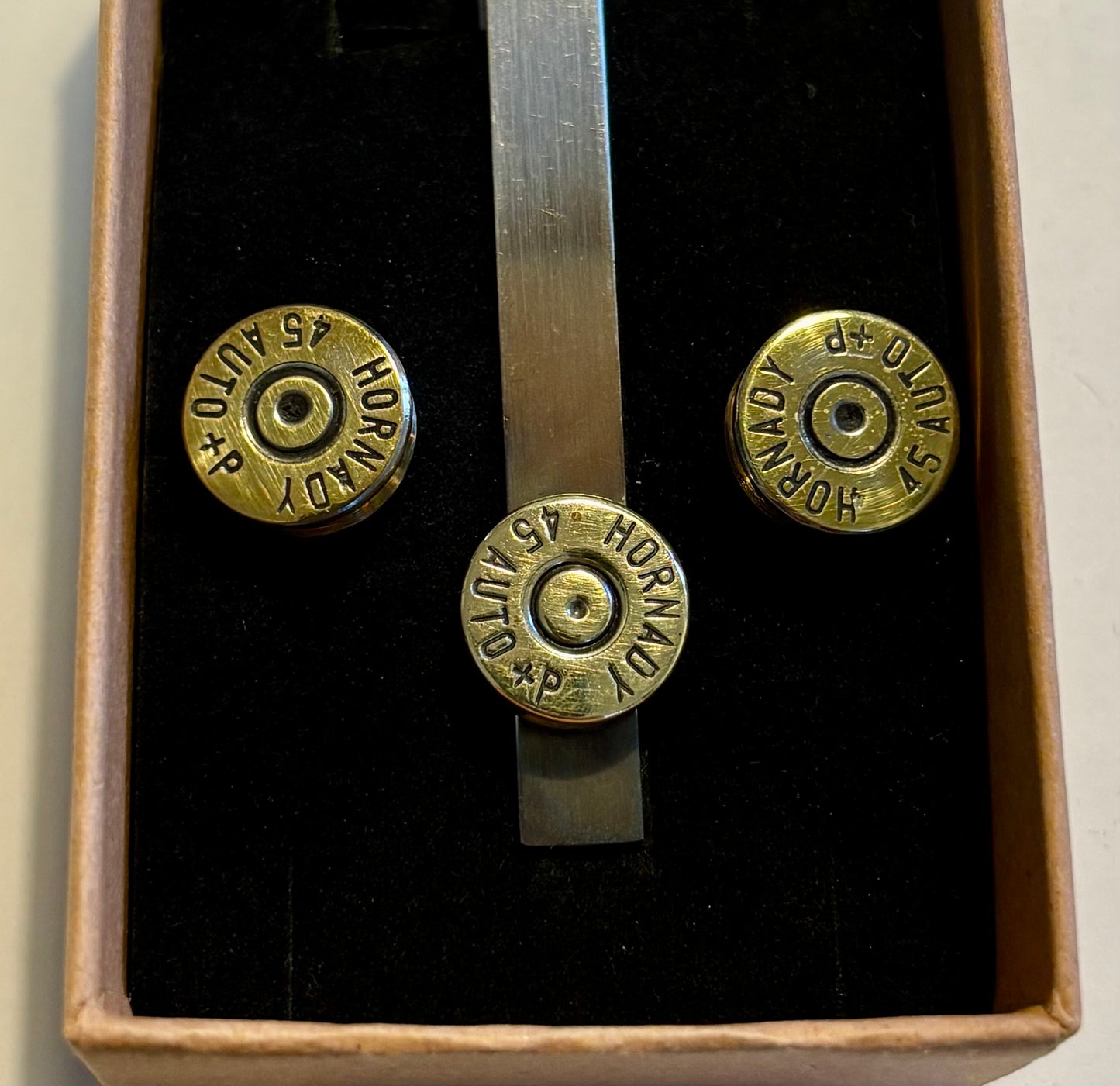 カフス、タイピンセット.45 AUTO+P Hornady