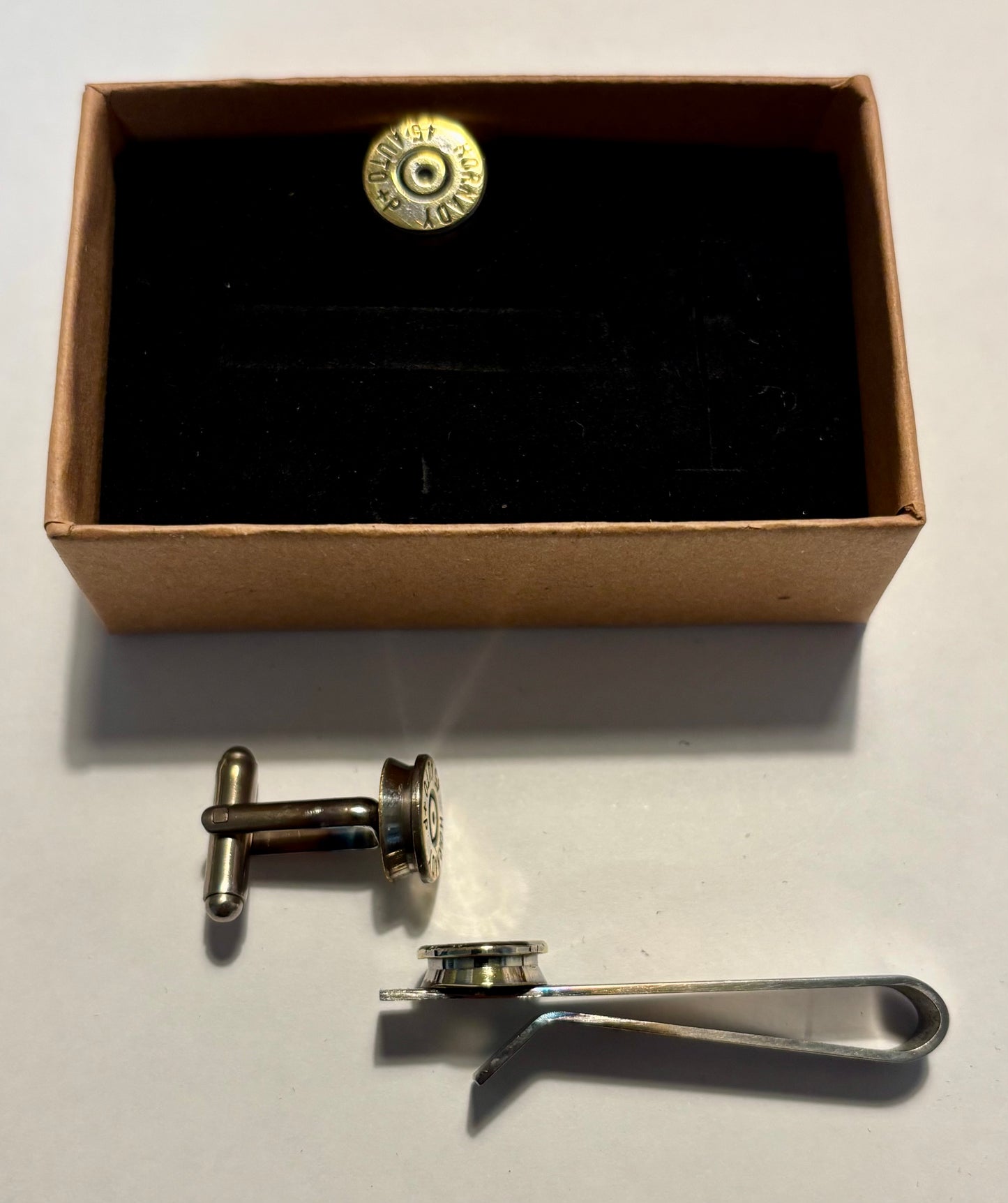 (傷品) カフス、タイピンセット.45 AUTO+P Hornady